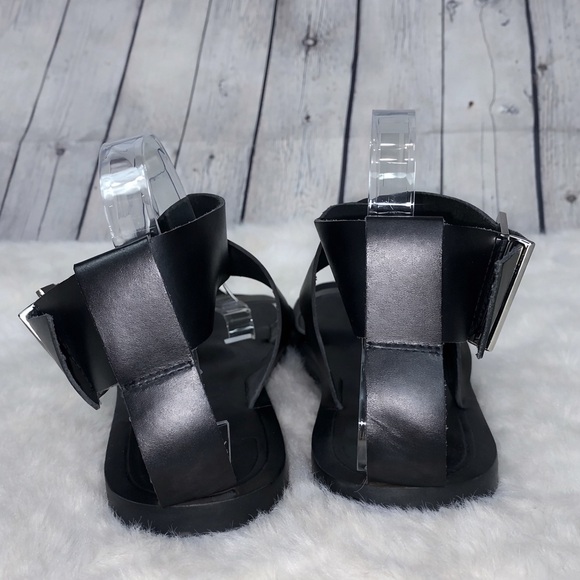 ZARA Black Criss-Cross Flat Gladiator Sandals | Maxi Buckle | EU 41 US 10 - Picture 4 of 10